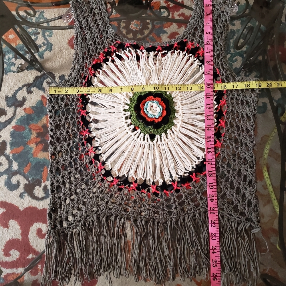 Impressions vintage look crochet boho hippie vest - Picture 6 of 7